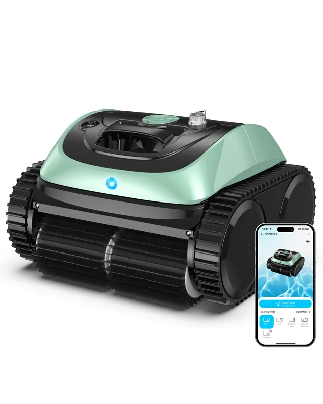 Pool Vacuum for Inground Pools, 4-in-1 Cordless Robotic Pool Cleaner for Above Ground Pools,Triple-Motors,Wall & Waterline Cleaning, App Support, OTA Upgrade up to 1,614 Sq.ft (Black Green)