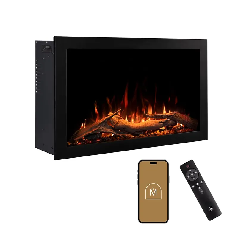 Modern Ember Highmark Traditional 26 Inch Built-in Smart Electric Fireplace Insert Alexa/WiFi Enabled - Remote Included Electric Firebox Heater with Multi-Color Flames 1500W