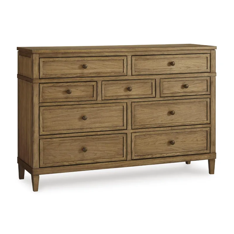 Signature Design by Ashley Sharlance Casual 9-Drawer Dresser with Felt-Lined Top Drawer and Easy Glide for Bedroom, Light Brown