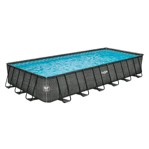 Funsicle Oasis Designer Lap 24‘ x 12‘x 52" Rectangular Above Ground Swimming Pool, with FiltraBoost 1200 GPH Filter Pump, Ladder, Maintenance Kit, Cover, Ground Cloth & Repair Patch, Dark Herringbone