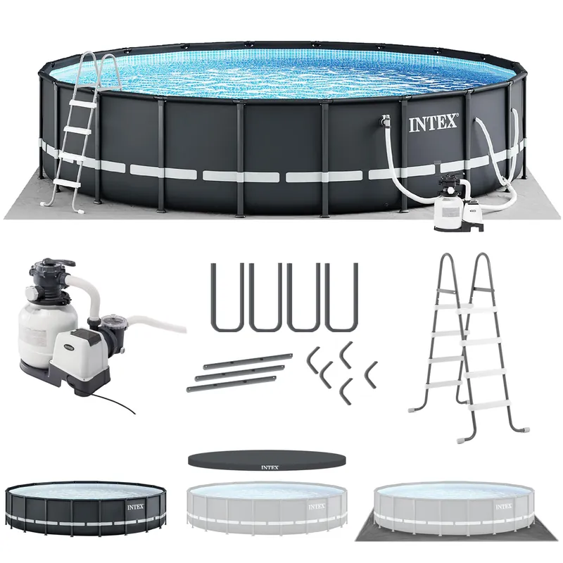 INTEX 26333EH Ultra XTR Deluxe Above Ground Swimming Pool Set 20ft x 48in – Includes 2100 GPH Cartridge Sand Filter Pump – SuperTough Puncture Resistant – Rust Resistant – Easy to Assemble