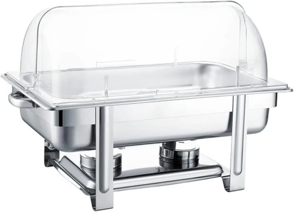 XAWSOP Electric Buffet Server 9L Chafing Dish Set for Wedding Catering Party Stainless Steel Visible Buffet Server Warmer with Food Pan,Frame,Lid and Fuel Holder,1Pcs,4pcs,1pcs