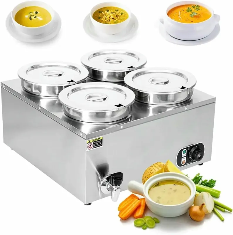 OGMOYT Buffet Server Food Warmer, 4 x 7L Commercial Food Warmer, Electric Soup Warmers Buffet Food Warmers, Steam Table for Restaurant