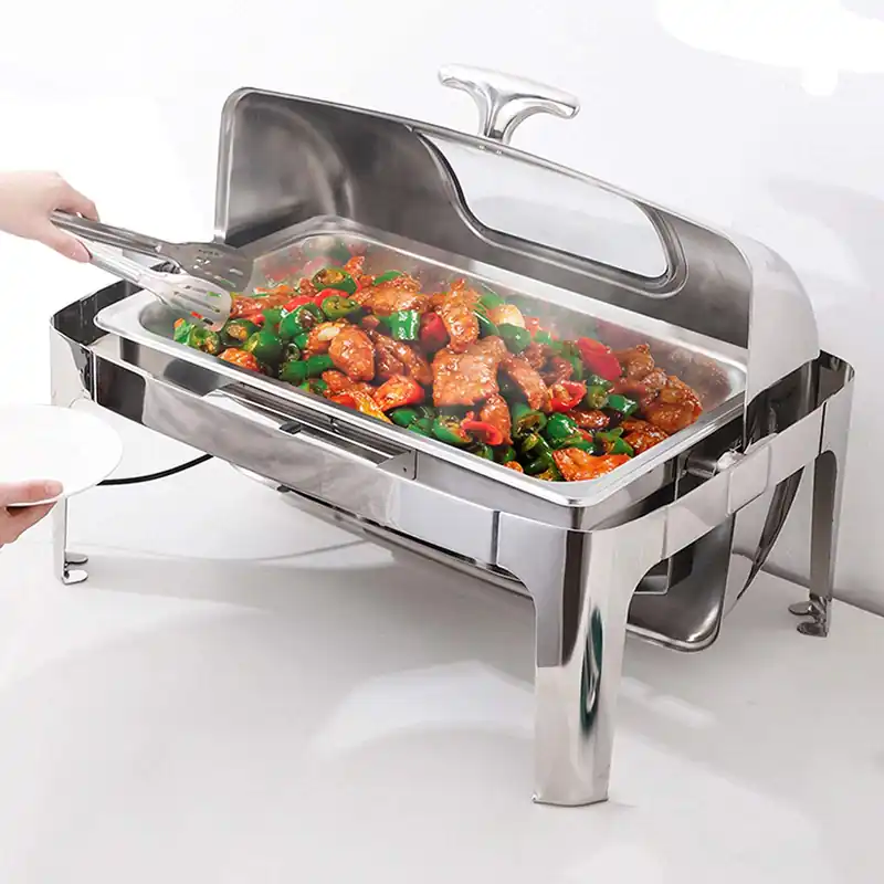 OGMOYT Food Warmers for Parties Buffets Electric, Stainless Steel Chafing Dish Buffet Set with Visible Lid, 13L Commercial Buffet Servers and Warmers for Keeping Food Warm ()