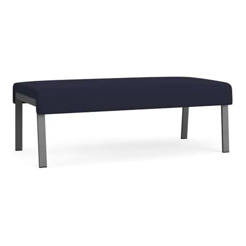 Waterfall Reception Waiting Room 2-Seat Bench/Charcoal Steel/Navy Blue