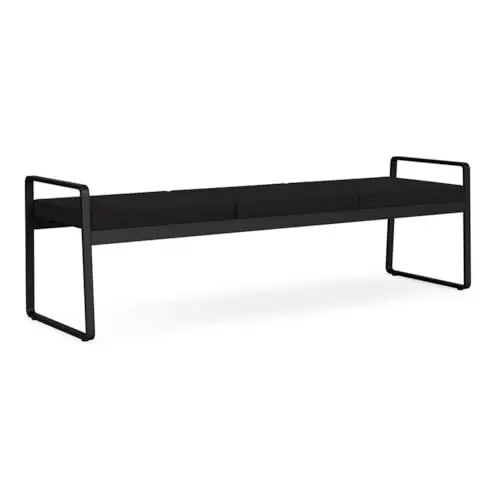 Lesro Gansett Reception Waiting Room Healthcare 3-Seat Bench/Black Steel/Black