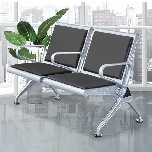 2-Seat Waiting Room Bench Set, PU Leather Waiting Room Chair