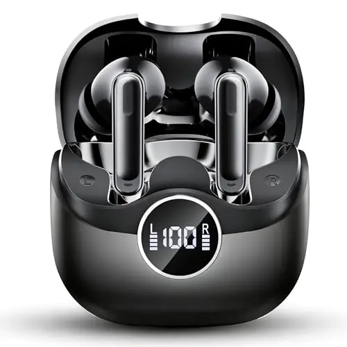 Adaptive Hybrid Active Noise Canceling 2026 Wireless Earbuds, 6 Mics ENC Clear Call Ear Buds