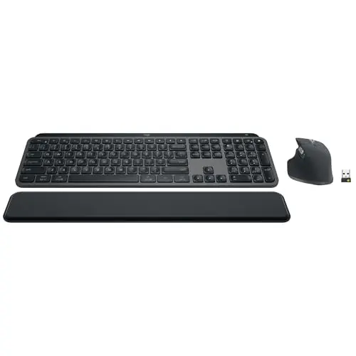 MX Keys S Combo - Performance Wireless Keyboard and Mouse with Palm Rest, Customizable Illumination,