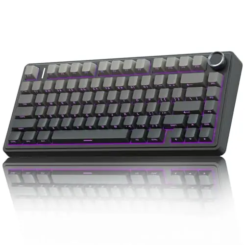 Wireless Mechanical Keyboard,75% Hot Swappable Custom Keyboard with Knob,RGB Backlit,Pre-lubed Reaper Switches