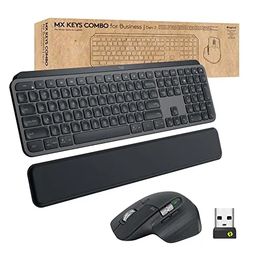 Logitech MX Keys Combo for Business Gen 2, Full Size Wireless Keyboard and Wireless Mouse