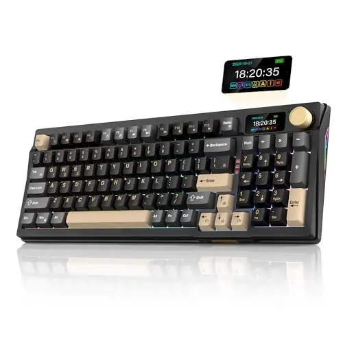 Wireless Mechanical Keyboard, TFT Screen & Knob, Tri-Mode BT5.0/2.4GHz/USB-C Hot Swappable Custom
