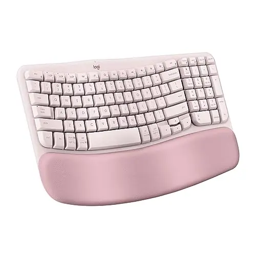 Logitech Wave Keys Wireless Ergonomic Keyboard with Cushioned Palm Rest, Comfortable Natural Typing