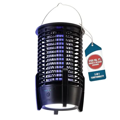 Flowtron Rechargeable Bug Zapper Lamp 2-in-1 3600mAh Battery Powered LED Light & Insect Killer with USB-C Charging 2150 Sq Ft Indoor Outdoor Coverage Mosquito Trap for Patio, Camping, Yard, Home