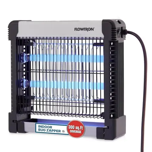 Flowtron Indoor Bug Zapper 3000V Electric Insect Killer & Mosquito Trap - 300 Sq Ft Coverage - 12W Dual UV Light Fly Zapper for Kitchen, Bedroom, RV & Restaurant - Safe Gnat & Moth Killer