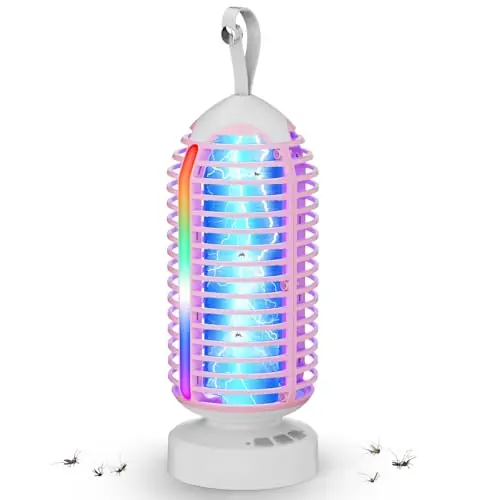 OnBeam Bug Zapper Outdoor, Mosquito Zapper Indoor Electric Fly Zapper Rechargeable Mosquito Killer with Color Changing LED Lights, Auto On/Off, 3000mAh Fly Trap for Home Backyard, Patio, Camping