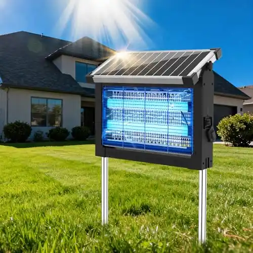 OnBeam Solar Bug Zapper Outdoor, Mosquito Zapper Waterproof Electric Fly Zapper Rechargeable Mosquito Killer Lamp with 10W Solar Panel, 4500V Cordless Fly Trap for Backyard, Patio, Garden, RV, Camping