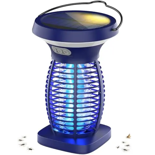 OnBeam Solar Bug Zapper Outdoor, Mosquito Zapper Outdoor Waterproof Electric Fly Zapper Rechargeable Mosquito Killer with Solar Panel, 4200V Fly Trap Indoor for Home Backyard, Patio, Garden, Camping