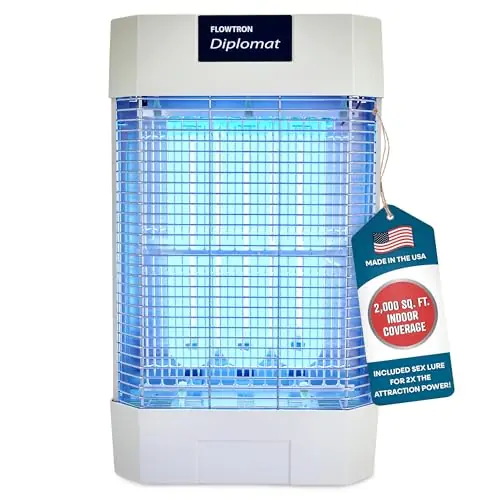 Flowtron Indoor Bug Zapper Electric Fly & Insect Killer with 120W UV Light, Pheromone Lure Attractant, Shock Kill Grid & Reflector Panels 2000 Sq Ft for Kitchen, Restaurant & Barn, UL Certified