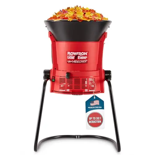 Flowtron Electric Leaf Mulcher & Shredder Portable Garden Grinder & Chipper for Wet/Dry Leaves, Grass & Pine Needles Freestanding, Upto 30 1 Mulch Ratio, Adjustable Coarseness