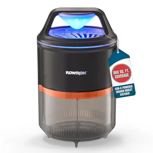 Flowtron Indoor Bug Trap UV Light Mosquito Trap with Fan, 860 Sq Ft Coverage, USB-C Powered Insect Catcher for Kitchen, Bedroom, Restaurant Quiet Fly Trap for Indoor Use
