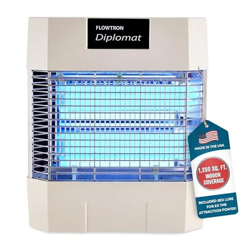 Flowtron Indoor Bug Zapper Electric Fly & Insect Killer with 80W UV Light, Pheromone Lure Attractant, Shock Kill Grid & Reflector Panels 1200 Sq Ft for Kitchen, Restaurant & Barn, UL Certified