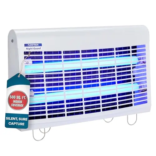 Flowtron Portable Indoor Fly Trap Electric Insect Killer for Flies & Gnats with Dual Lure Method 30W UV Light & Pheromone Attractant Sticky Strips, 500 Sq Ft for House & Restaurants