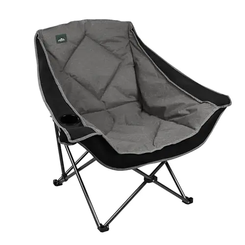 Northroad Oversized Foldable Camping Chair, Outdoor Padded Lawn Chair w/Cup Holder,Carry Bag for Beach, Hiking, and Picnics,Heavy-Duty 300-lbs Capacity, Black