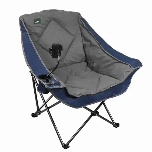 Northroad Oversized Foldable Camping Chair with Cell Phone Holder,Outdoor Padded Lawn Chair w/Cup Holder,Carry Bag for Beach, Hiking, and Picnics,Heavy-Duty 300-lbs Capacity, Blue
