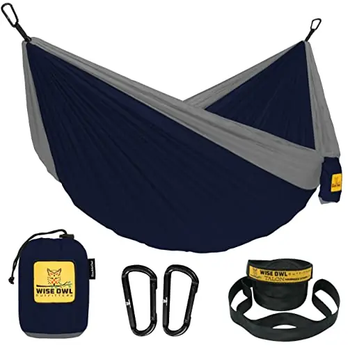 Wise Owl Outfitters Camping Hammock – 400lbs Portable Hammock with Tree Straps - Travel, Backpacking, Hiking, Outdoors Camping Gear - Single