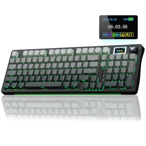 Wireless Mechanical Keyboard with Screen & Knob,2.4GHz/USB-C/BT5.0 Hot Swappable Creamy Keyboard