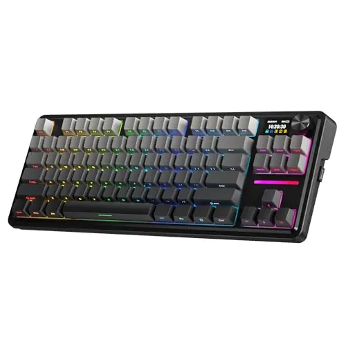 Redragon K743 PRO GB 80% Gasket RGB Gaming Keyboard w/Hype 1.14’’ TFT Screen & Knob, 84 Keys Mechanical Keyboard
