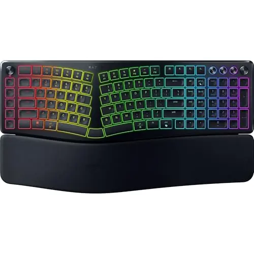 Razer Pro Type Ergo Wireless Split Ergonomic RGB Keyboard Adjustable Tilt, Wrist Rest, Natural Typing