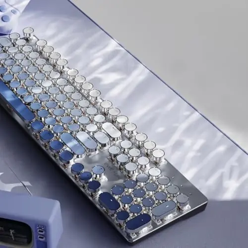 Typewriter Keyboard Wireless Mechanical Keyboard, 104 Keys Gradient Color Typewriter Keyboards with White Backlit