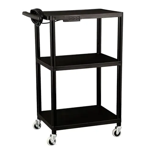 Norwood Commercial Furniture Mobile Utility AV Cart with Power Strip and Casters