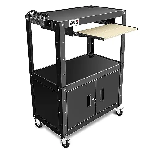 DNA Motoring Steel AV Cart with Extra Storage Cabinet