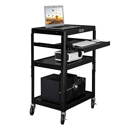 Cart for Video Projector Laptop Computer, Mobile Workstation Utility Media Cart for School Classroom Office