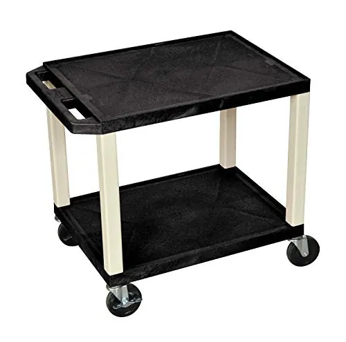 Luxor WT26 26"H AV Cart - Two Shelves - Black Legs, 4" Silent-Roll, Full-Swivel Heavy-Duty Casters, Two with Locking Brake
