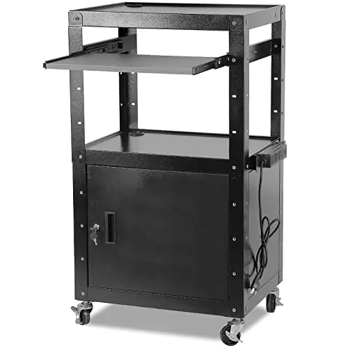 AV Carts, Rolling Presentation Cart Station, Height Adjustable Media Cart for Video Projector, TV, Printers