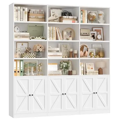 71" Wide 6 Tier Book Shelf with 18 Storage Shelves, Large Wooden Bookshelves, Tall Bookcase for Office,