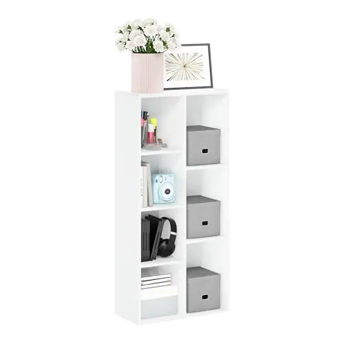 Furinno LUDER Book Shelf, 7-Cube Bookshelf, Bookcase with Open Shelves