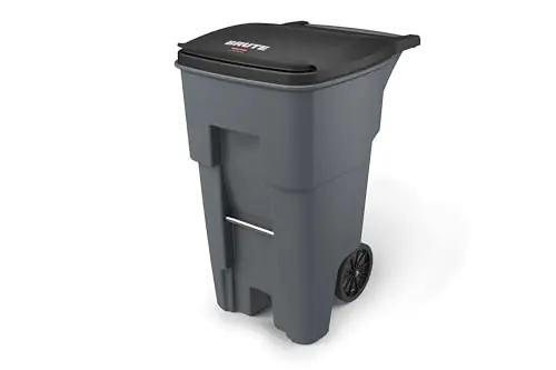 Rubbermaid Commercial Products BRUTE Rollout Plastic Trash/Garbage Can/Bin with Wheels 65 Gal for Restaurants