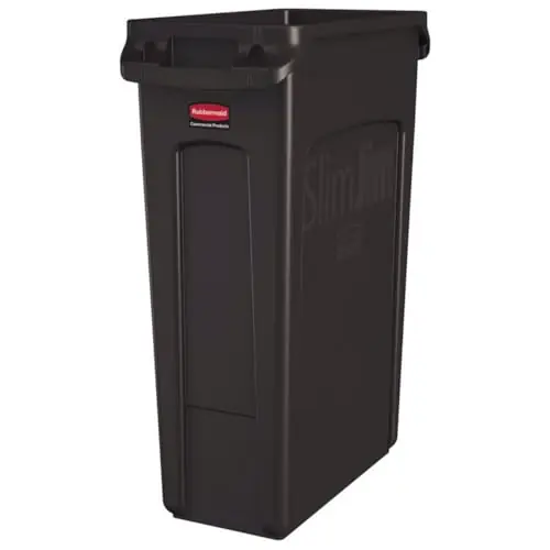 Rubbermaid Commercial Products Slim Jim Plastic Rectangular Trash/Garbage Can/Bin with Venting Channels 23 GAL