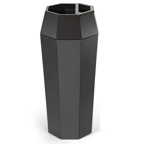 Commercial Heavy-Duty Trash Cans Outdoor Garbage Can with Lid Large Trash Cans with Inside Cabinet for Patio, Black Stainless Steel