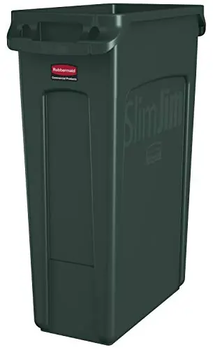 Rubbermaid Commercial Products Slim Jim Trash/Garbage Can with Venting Channels, 23-Gallon, Green