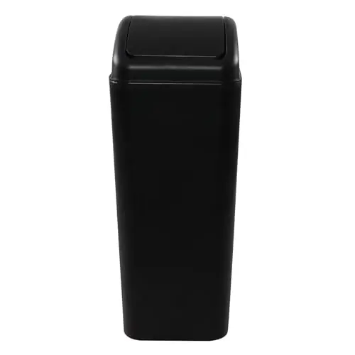 Ramddy 3.5 Gallon Plastic Slim Trash Can, Black Modern Wastebasket, 14 Liter Commercial Garbage Bin