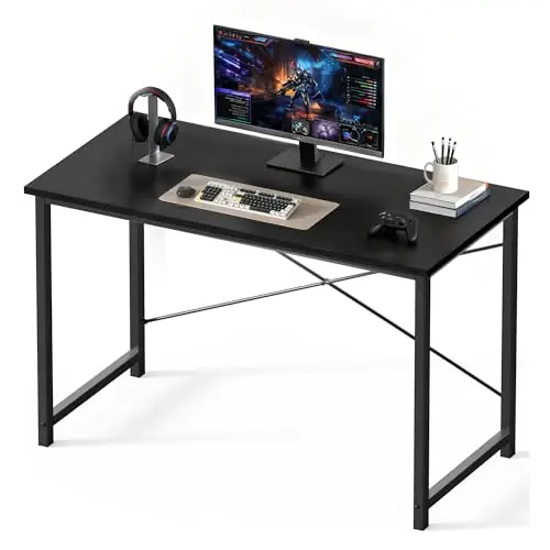 47 Inch Computer Office Desk for Small Spaces, Writing Gaming Work Desk Modern Study Table, Black
