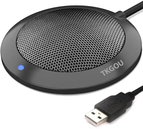 Conference USB Microphone, Computer Desktop Mic with LED Indicator, Plug & Play Omnidirectional Condenser PC Laptop Mics for Online Meeting