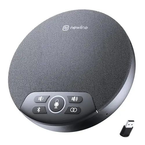 N newline Conference Speaker and Microphone, 4 AI Mics 360° Voice Pickup, Plug & Play, Bluetooth Speakerphone w/dongle