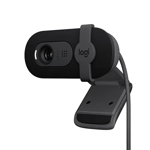 Logitech Brio 101 Full HD 1080p Webcam for Meetings, Streaming, Desktop, Laptop, PC - Built-in Mic, Shutter, USB-A,-Black